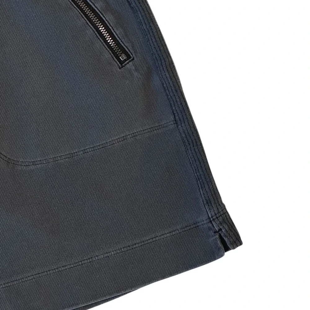 Athleta‎ Womens Washed Black Cotton Twill Skirt Elastic Waist Zip Pockets Size 6